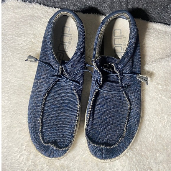 Hey Dude Wally Sox Navy Grey Mens Casual Loafers Slip On Shoes Size 10 - Picture 1 of 9
